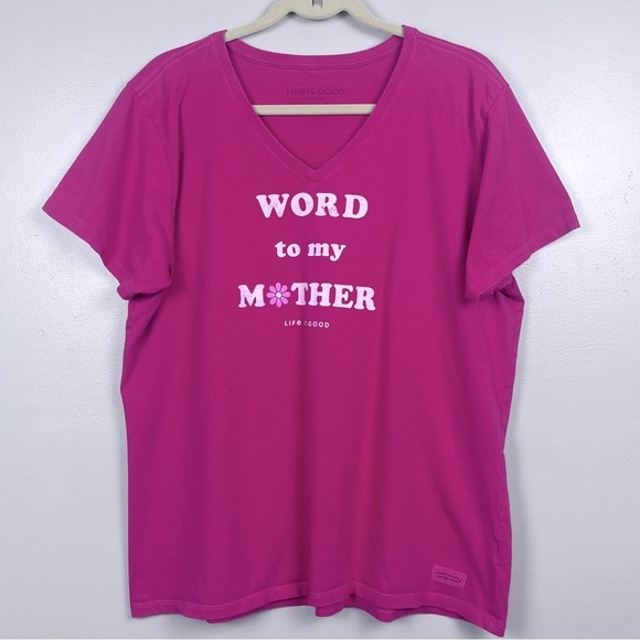 Life Is Good Tops - Life Is Good Women's Crusher 100% Cotton V-Neck Tee Shirt Size XL; Mom Themed